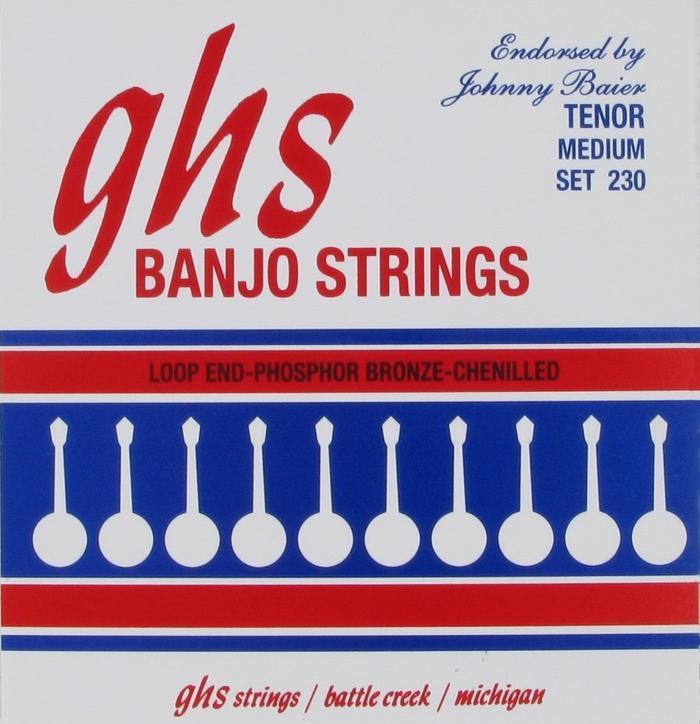 GHS 230 Phosphor Bronze Chenilled Medium Gauge Johnny Baier 4-String Tenor Banjo Strings GHS Banjo Strings