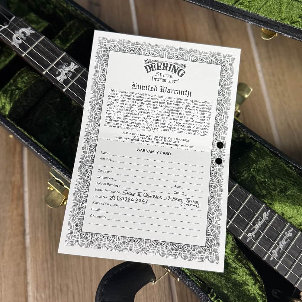 Custom Deering Eagle II 19-Fret Short-Scale Tenor Openback Banjo Deering 4 String Banjos