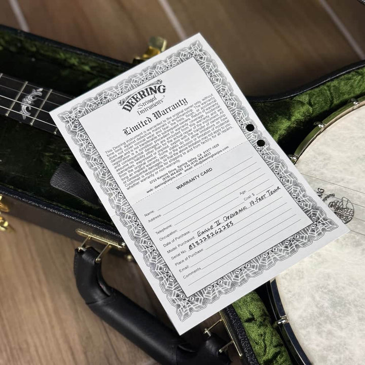 Custom Deering Eagle II 19-Fret Tenor Openback Banjo Deering 4 String Banjos