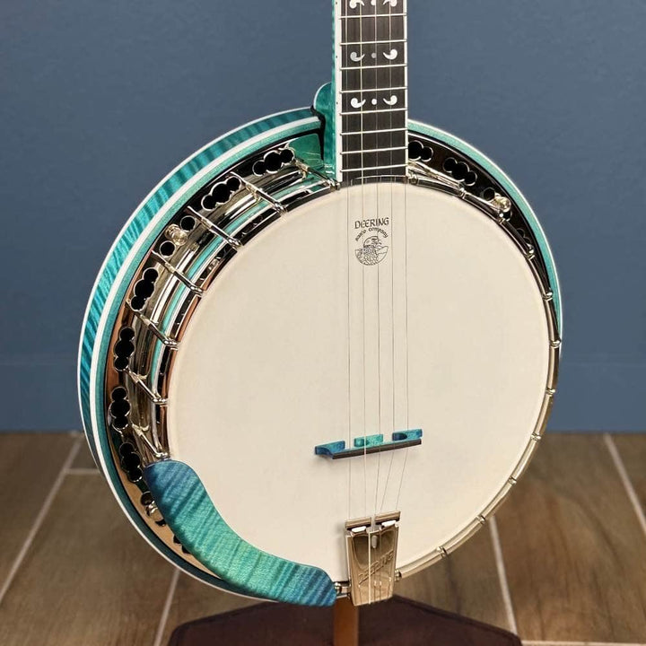 Custom Deering Maple Blossom Caribbean Blue Fade 5-String Banjo Deering 5 String Banjos Default