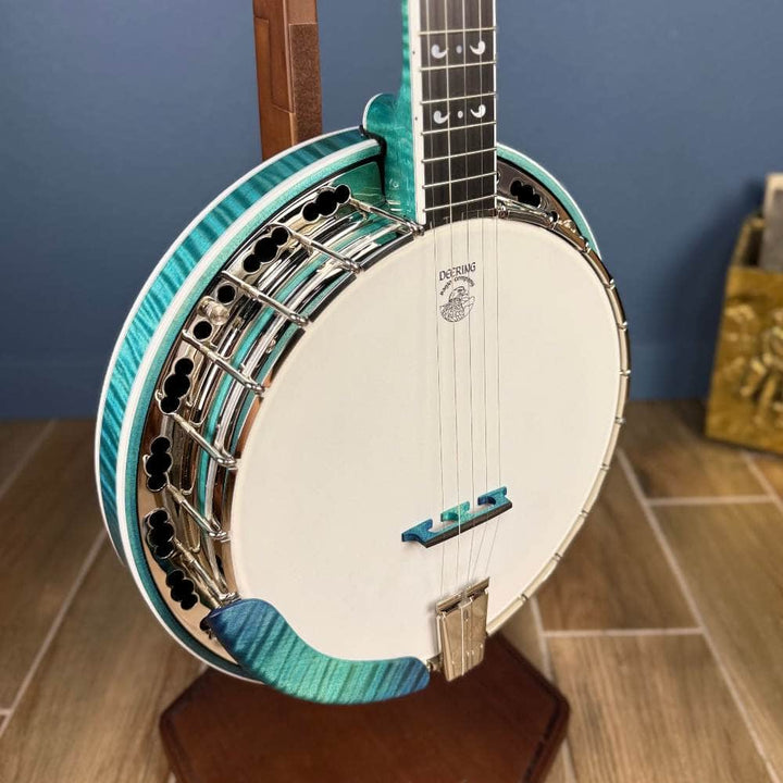 Custom Deering Maple Blossom Caribbean Blue Fade 5-String Banjo Deering 5 String Banjos Default