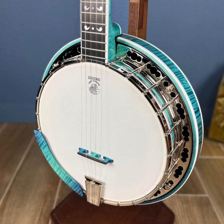 Custom Deering Maple Blossom Caribbean Blue Fade 5-String Banjo Deering 5 String Banjos Default
