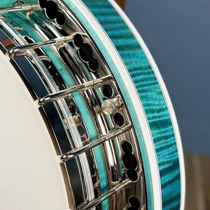 Custom Deering Maple Blossom Caribbean Blue Fade 5-String Banjo Deering 5 String Banjos Default