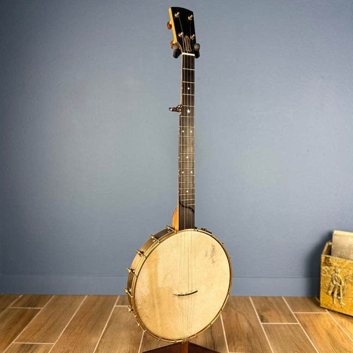 Custom Rickard 12" Maple Spunover Brass Rim Banjo with Goat Skin Head Rickard 5 String Banjos