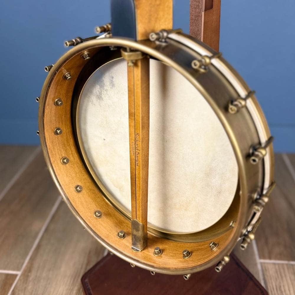 Custom Rickard 12" Maple Spunover Brass Rim Banjo with Goat Skin Head Rickard 5 String Banjos
