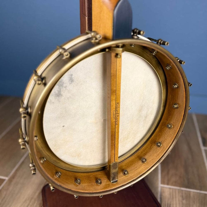Custom Rickard 12" Maple Spunover Brass Rim Banjo with Goat Skin Head Rickard 5 String Banjos
