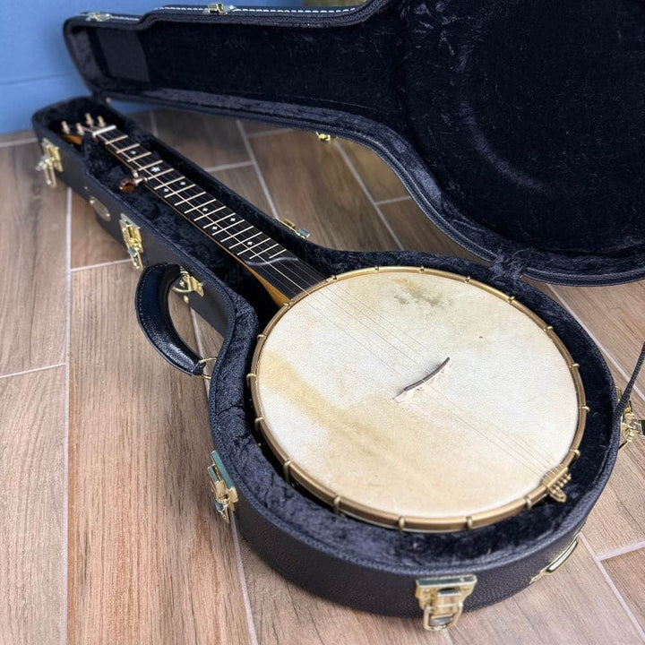 Custom Rickard 12" Maple Spunover Brass Rim Banjo with Goat Skin Head Rickard 5 String Banjos