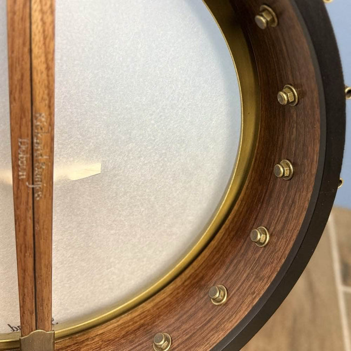 Custom Rickard Dobson 12" Banjo Walnut with Purfling Band #1893 Rickard 5 String Openback Banjo