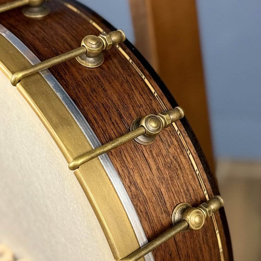 Custom Rickard Dobson 12" Banjo Walnut with Purfling Band #1893 Rickard 5 String Openback Banjo