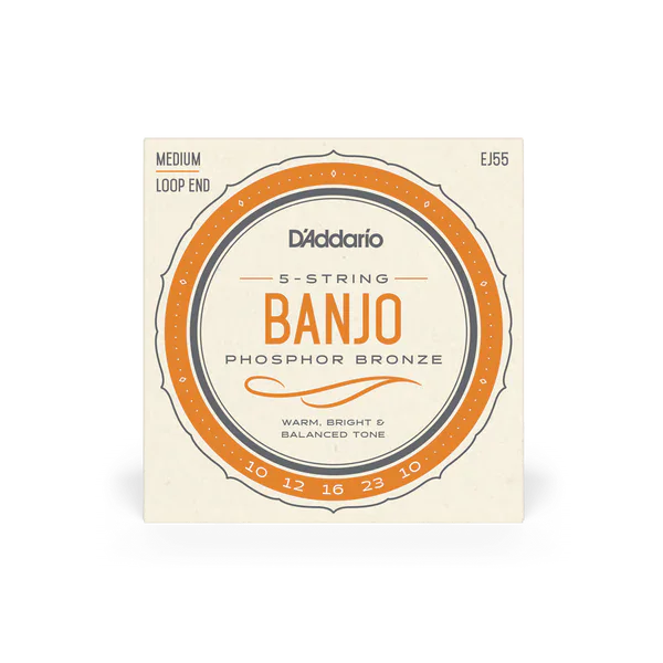 D'Addario EJ55 Phosphor Bronze Medium 5-String Banjo Strings (10-23) D'Addario