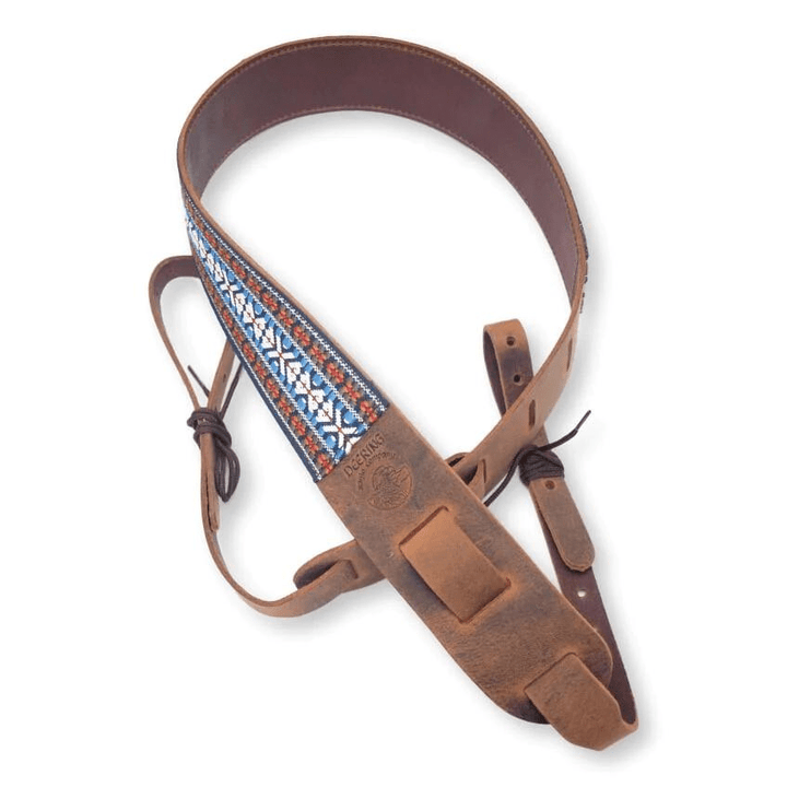 Deering Retro Leather Cradle Banjo Strap Deering Banjo Straps Tribal Blue