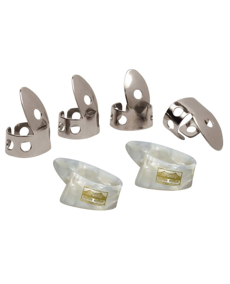 Golden Gate Thumb and Fingerpick Pack Saga Musical Instruments Banjo Picks Medium / Pearloid