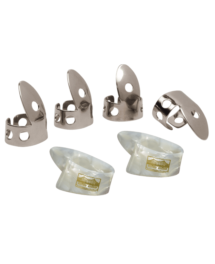 Golden Gate Thumb and Fingerpick Pack Saga Musical Instruments Banjo Picks Medium / Pearloid