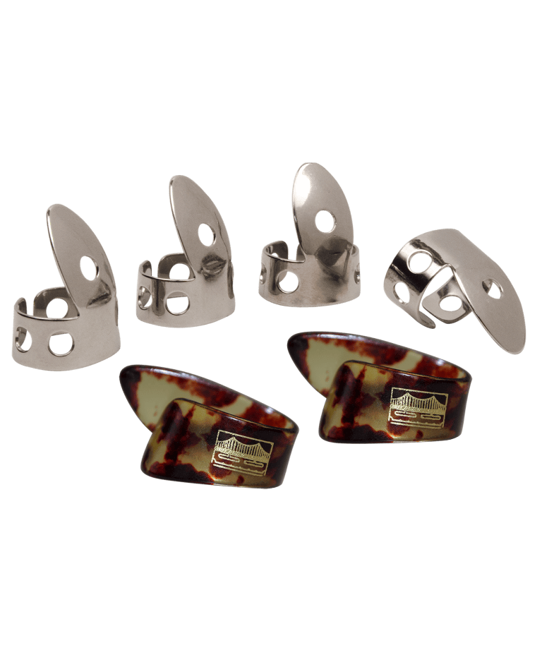 Golden Gate Thumb and Fingerpick Pack Saga Musical Instruments Banjo Picks Medium / Tortoiseshell