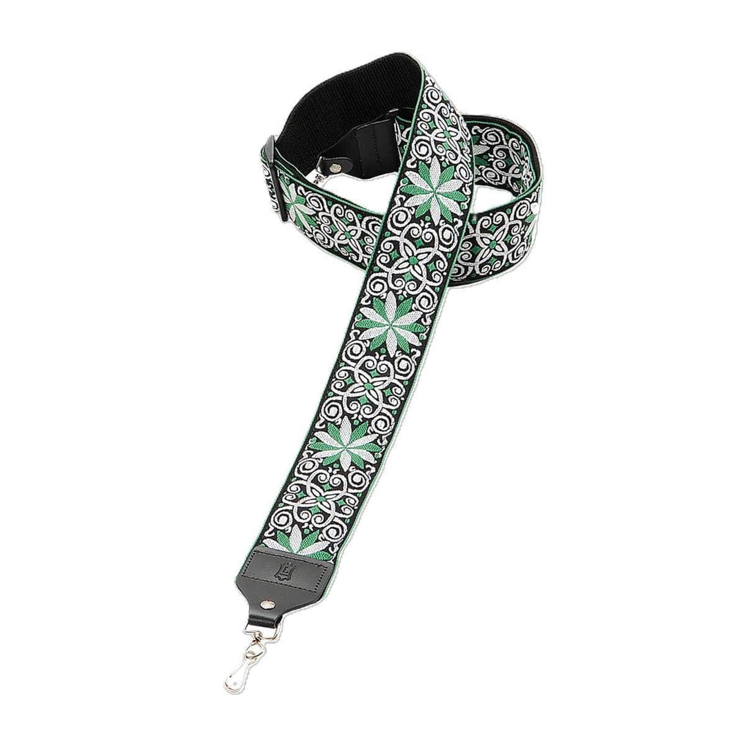 Levy's Hootenanny Banjo Strap Levy's Leathers Banjo Straps Green and Silver