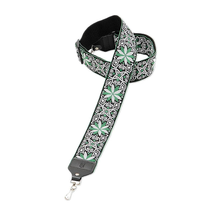 Levy's Hootenanny Banjo Strap Levy's Leathers Banjo Straps Green and Silver