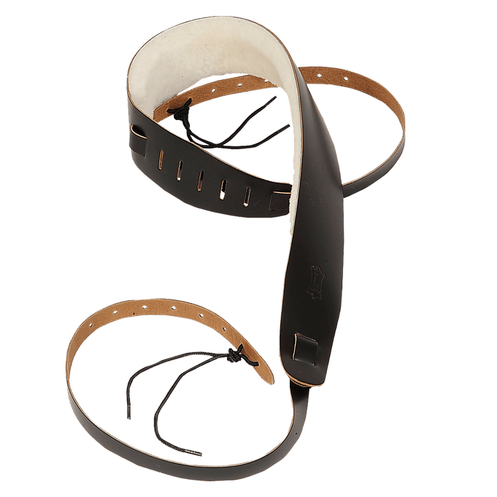 Levy's Lambswool Padded Leather Banjo Strap (PM14) Levy's Leathers Banjo Straps Dark Brown