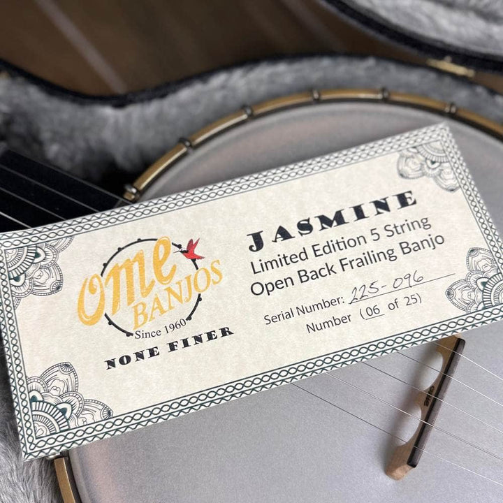 Limited Edition Ome Jasmine 11" 5-String Curly Maple Banjo with Rolled Brass Tone Ring, Used Ome Banjos 5 String Banjos