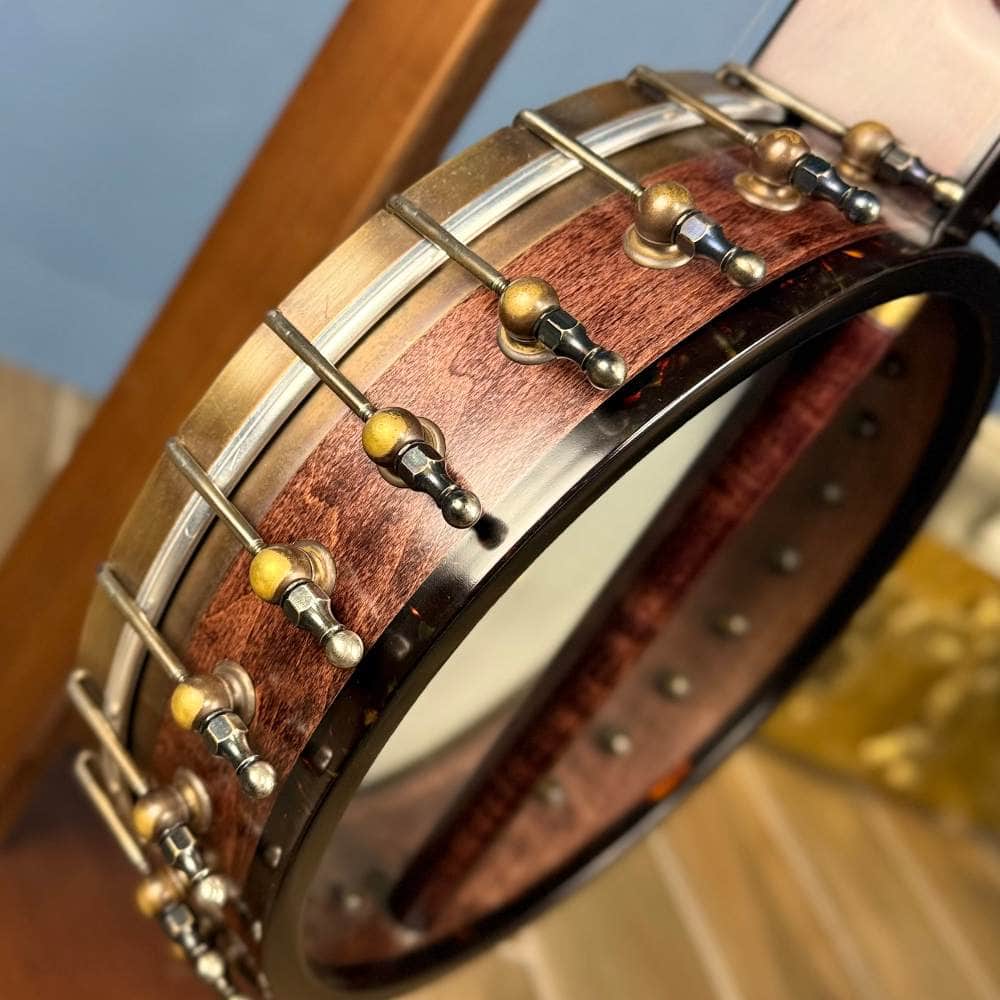 Limited Edition Ome Jasmine 11" 5-String Curly Maple Banjo with Rolled Brass Tone Ring, Used Ome Banjos 5 String Banjos