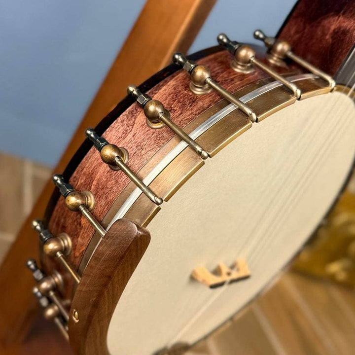 Limited Edition Ome Jasmine 11" 5-String Curly Maple Banjo with Rolled Brass Tone Ring, Used Ome Banjos 5 String Banjos