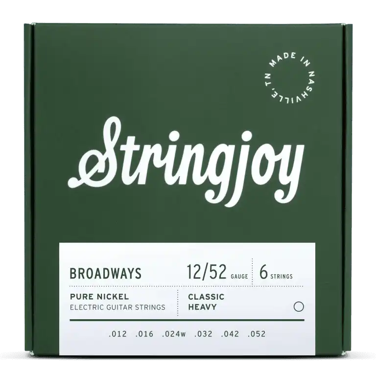 Stringjoy Broadways | Classic Heavy Gauge (12-52) Pure Nickel Electric Guitar Strings Stringjoy Guitar Strings