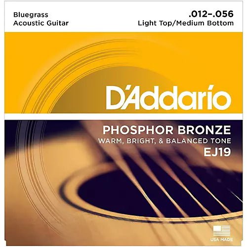 D'Addario EJ19 Phosphor Bronze Bluegrass Medium Light Acoustic Guitar Strings Banjo Studio