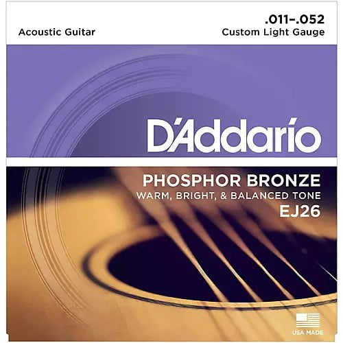 D'Addario EJ26 Phosphor Bronze Custom Light Acoustic Guitar Strings Banjo Studio