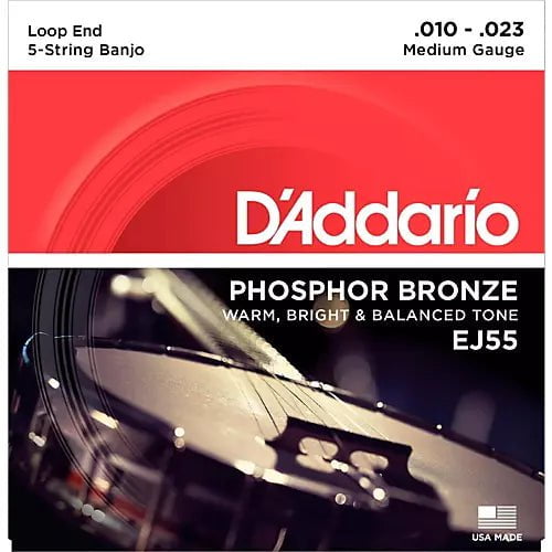 D'Addario EJ55 Phosphor Bronze Medium 5-String Banjo Strings (10-23) Banjo Studio