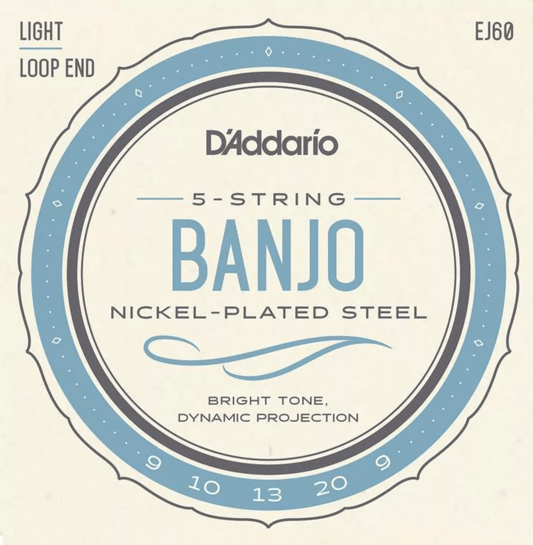 D'Addario EJ60 Nickel Wound Banjo Strings - .009-.020 Light 5-String Banjo D'Addario Banjo Strings