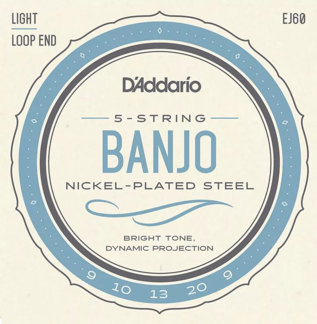 D'Addario EJ60 Nickel Wound Banjo Strings - .009-.020 Light 5-String Banjo D'Addario Banjo Strings