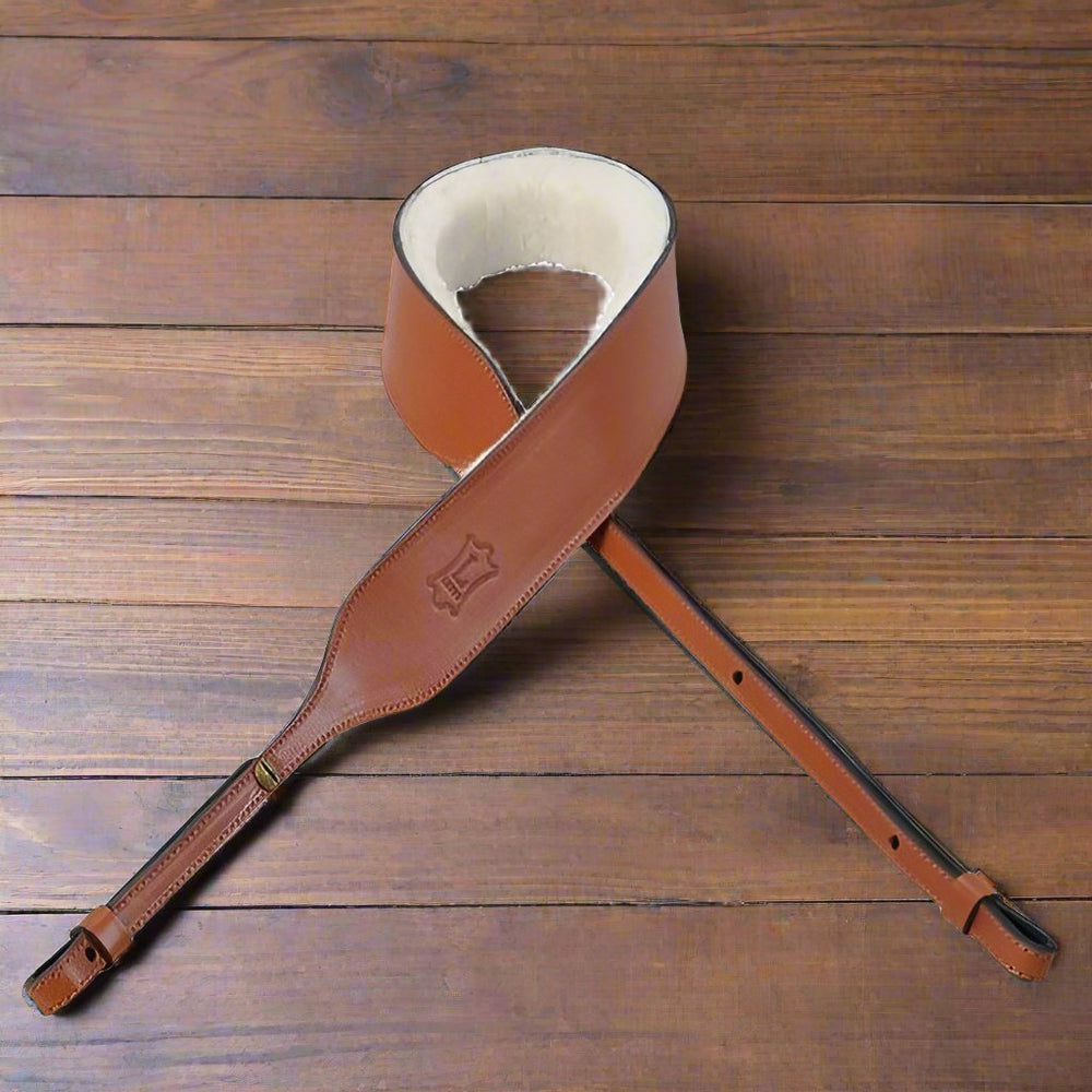 Levy's Lambswool Padded Leather Banjo Strap PM14 Levy's Leathers Banjo Straps Walnut