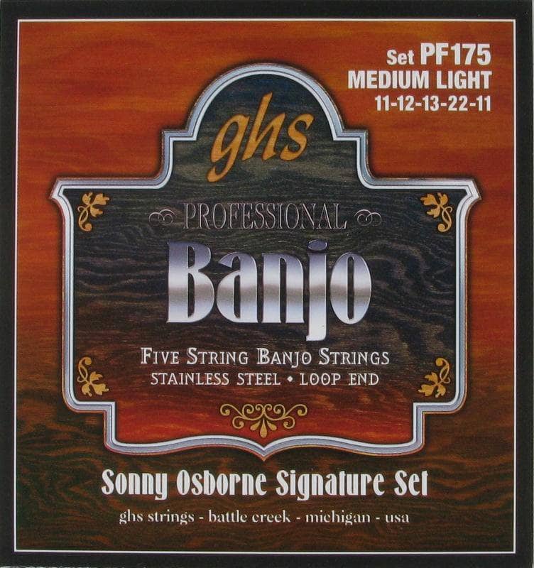 GHS Banjo 5 String Stainless Steel Medium Light PF175 GHS Banjo Strings