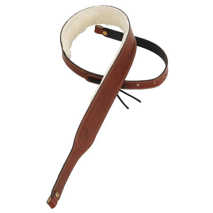 Levy Leather Banjo Strap With Sheepskin Lining PMB42 Levy's Leathers Banjo Straps Brown