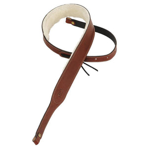 Levy Leather Banjo Strap With Sheepskin Lining PMB42 Levy's Leathers Banjo Straps Brown