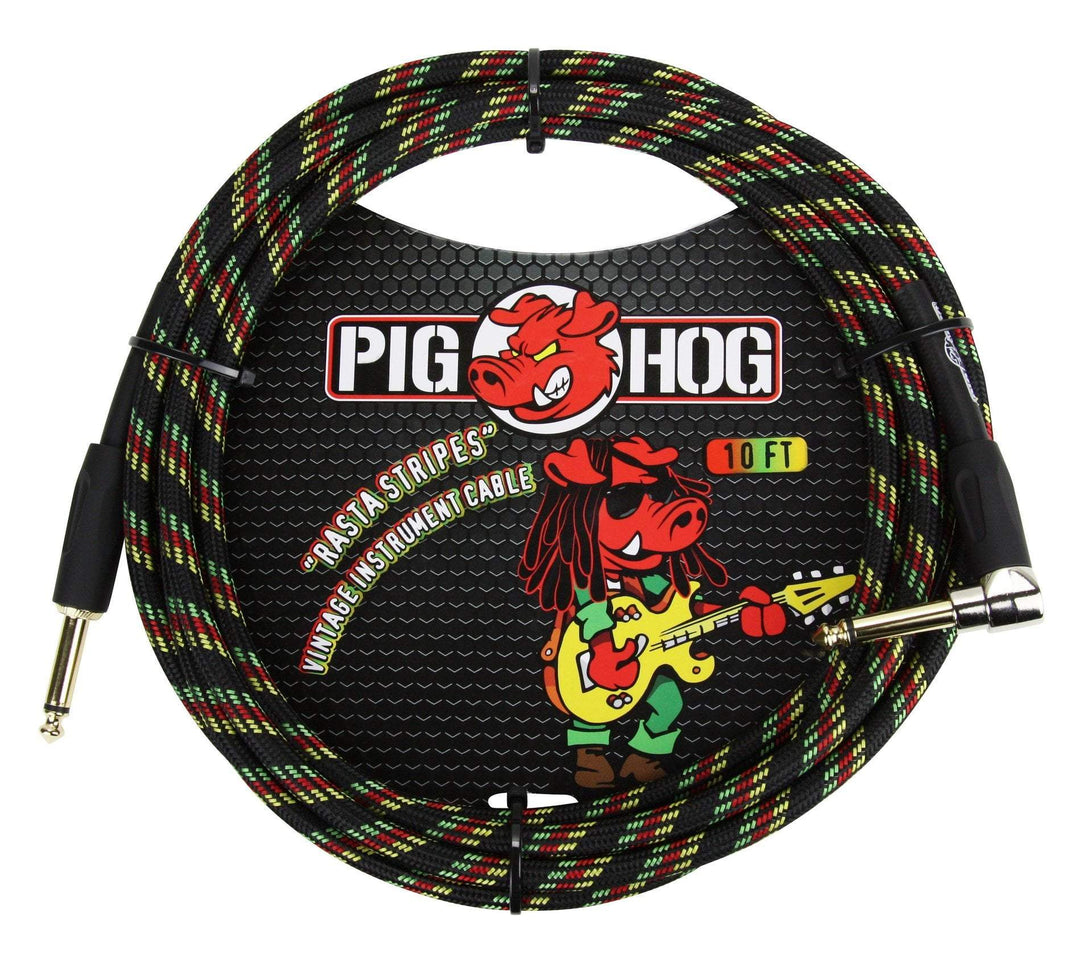 Pig Hog "Rasta Stripes" Vintage Cable 10Ft Pig Hog Guitar Accessories