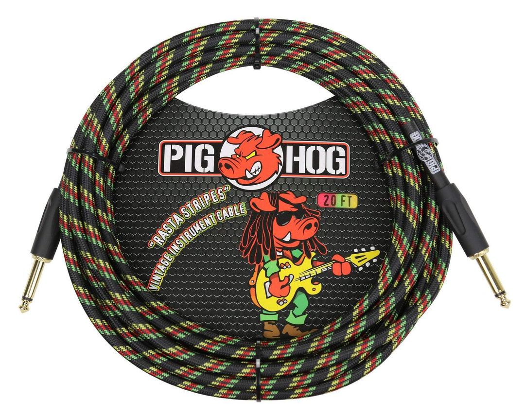 Pig Hog " Rasta Stripes" Vintage Cables 20 ft Pig Hog Guitar Accessories